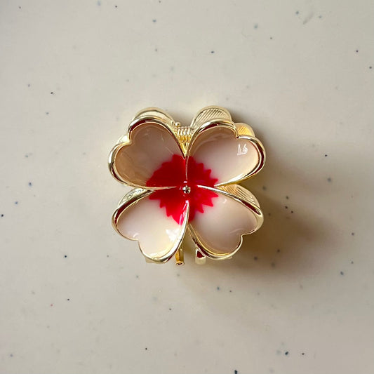 FloraGrip Flower Hair Claw Clip – Cherry White