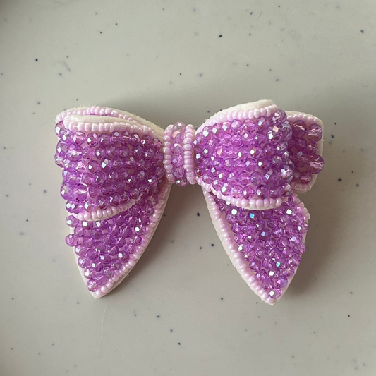 PearlBow Beaded Hair Claw Clip - Lavender Shine