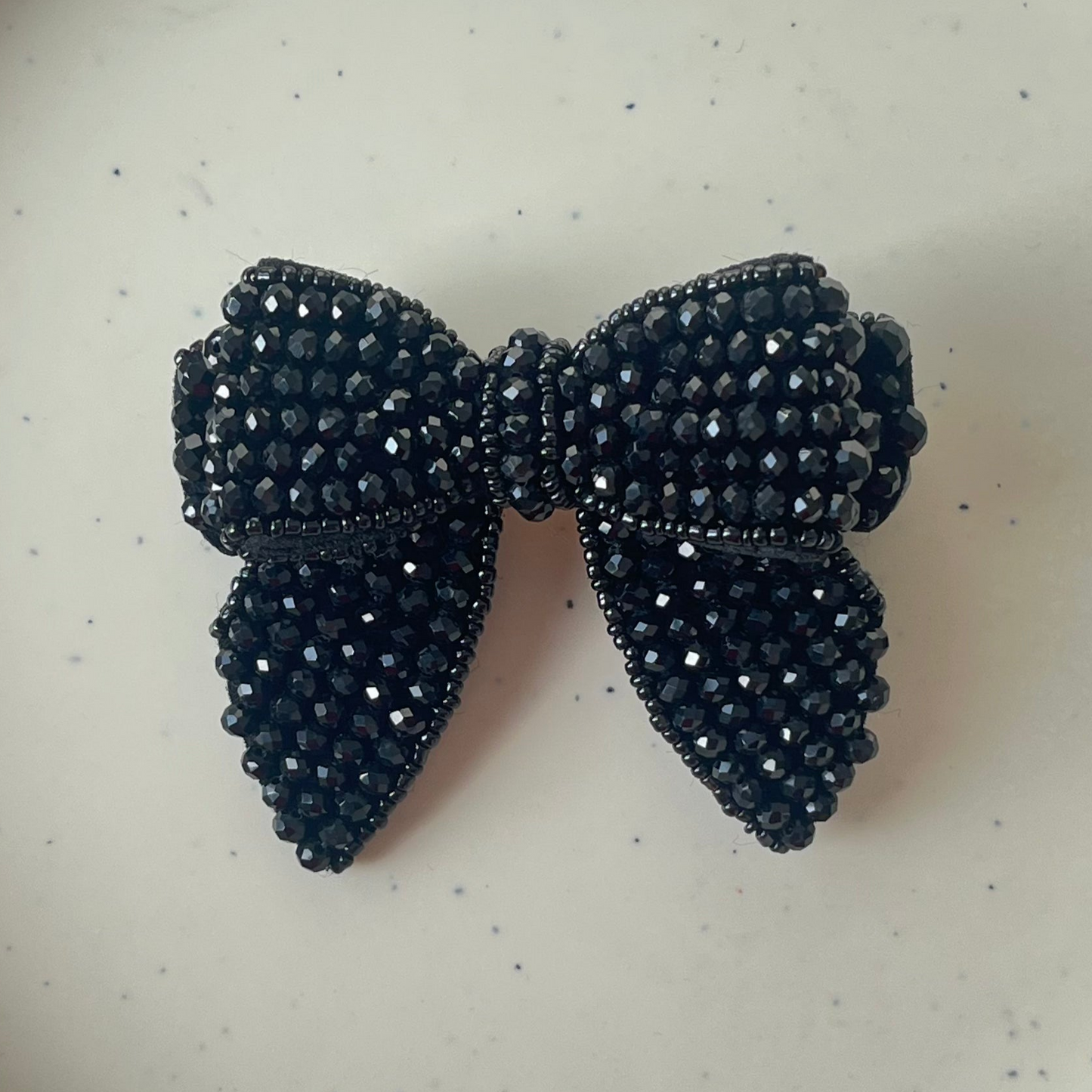 PearlBow Beaded Hair Claw Clip - Midnight Black