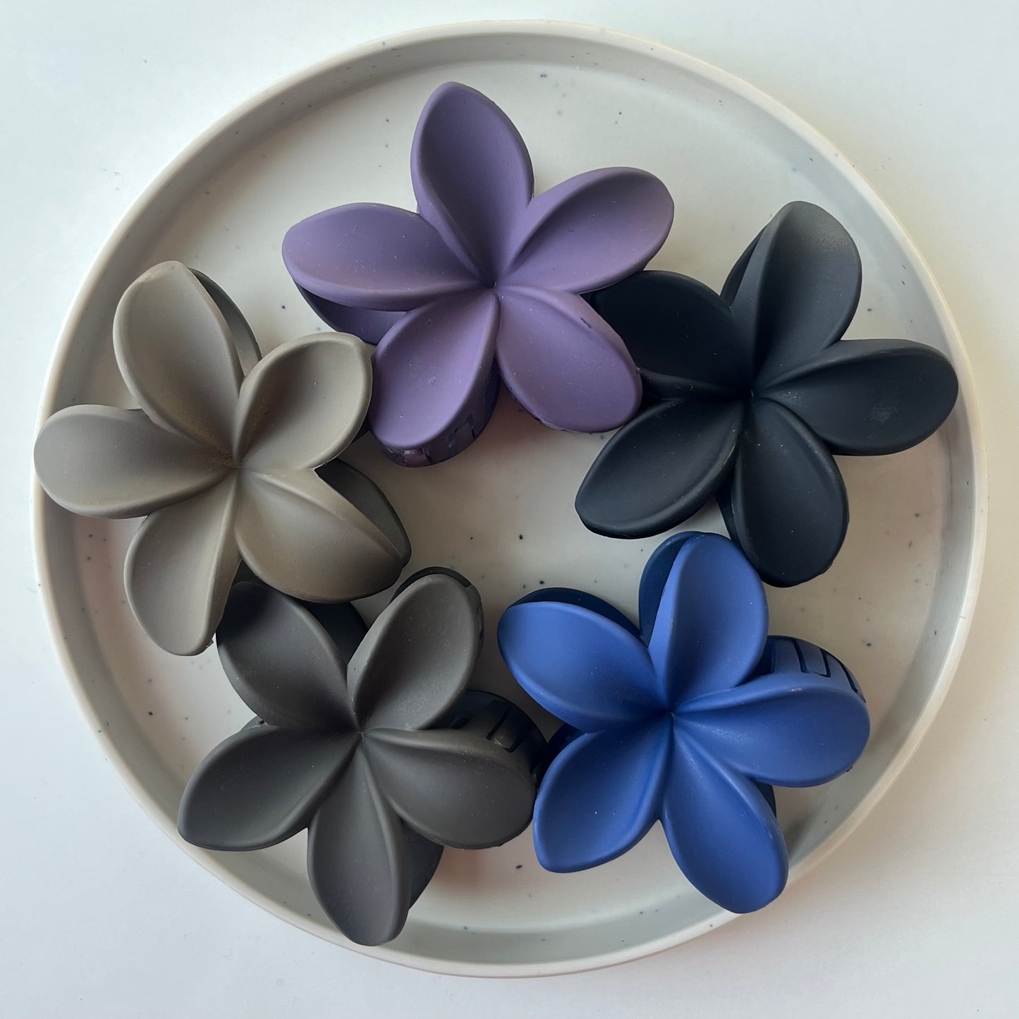 Matte Flower Hair Claw Clip - Set of 5 (Dark Tones)