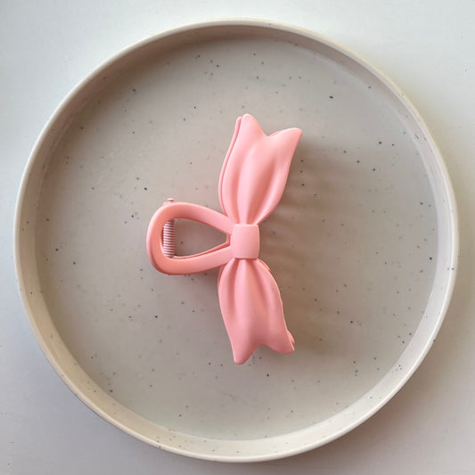 Matte Bow Hair Claw - Pink